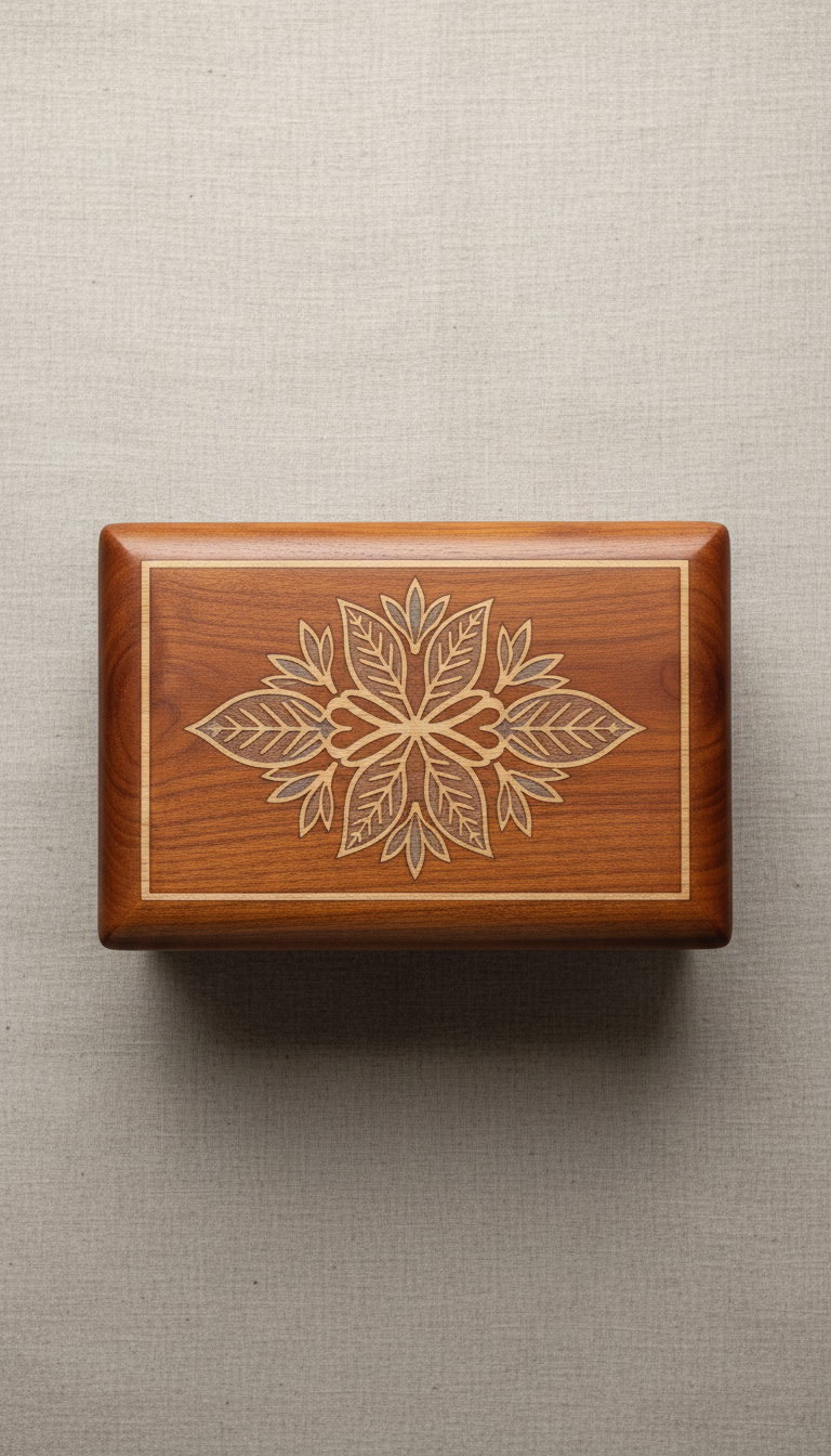 Cherry Keepsake Box With Laser-Engraved Design
