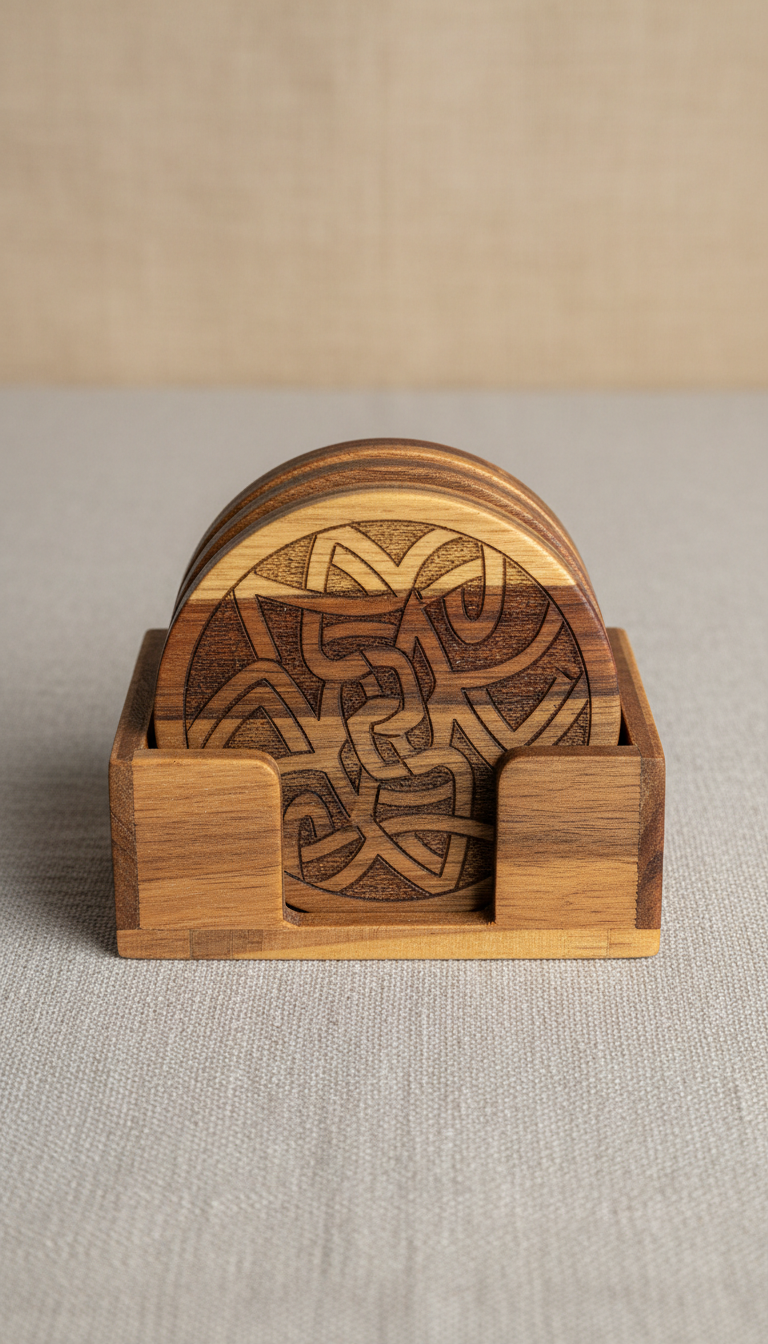 Engraved Wooden Coaster Set
